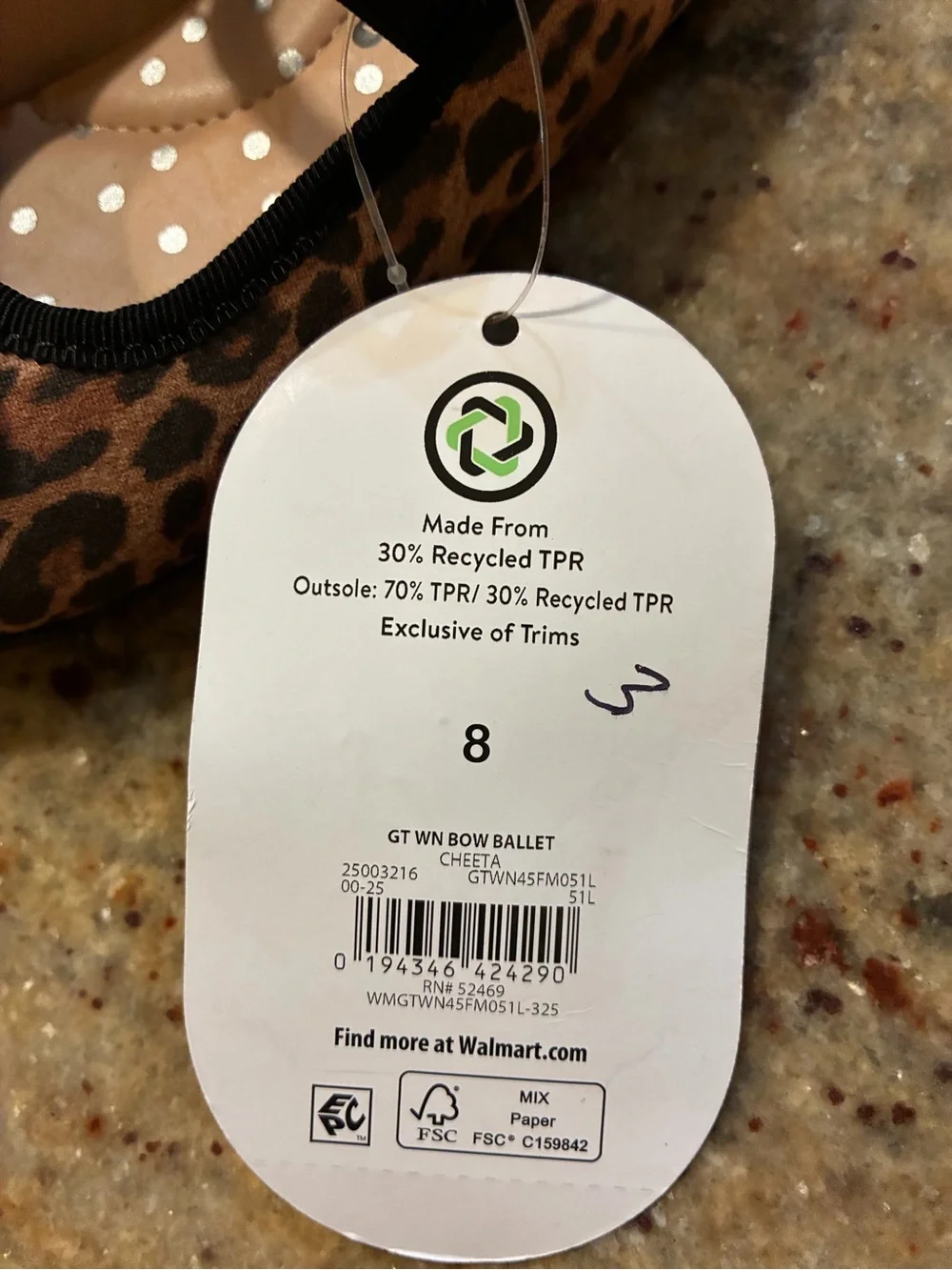 Wonder Nation Girls' Leopard Print Mary Jane Flats - Brown, Size 8, NWT